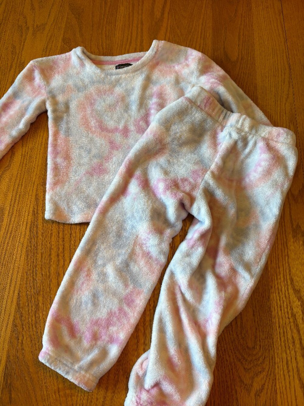 Cuddl Duds Fleece Pajama Set Girls XS 4/5 Tie Dye Soft Cozy 2-Piece